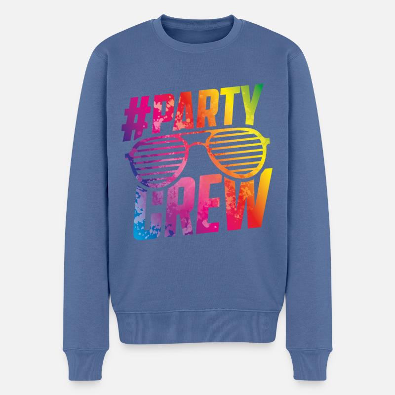 party crew bunt - Männer Premium Bio Pullover - Taubenblau