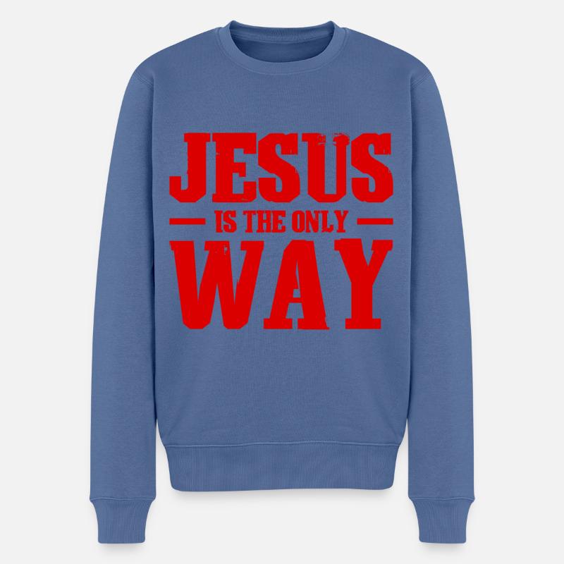 Jesus Christus Glaube - Männer Premium Bio Pullover - Taubenblau