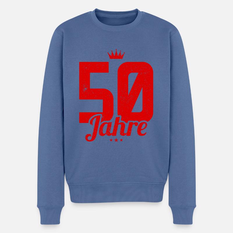 50 Jahre Jubiläum - Männer Premium Bio Pullover - Taubenblau