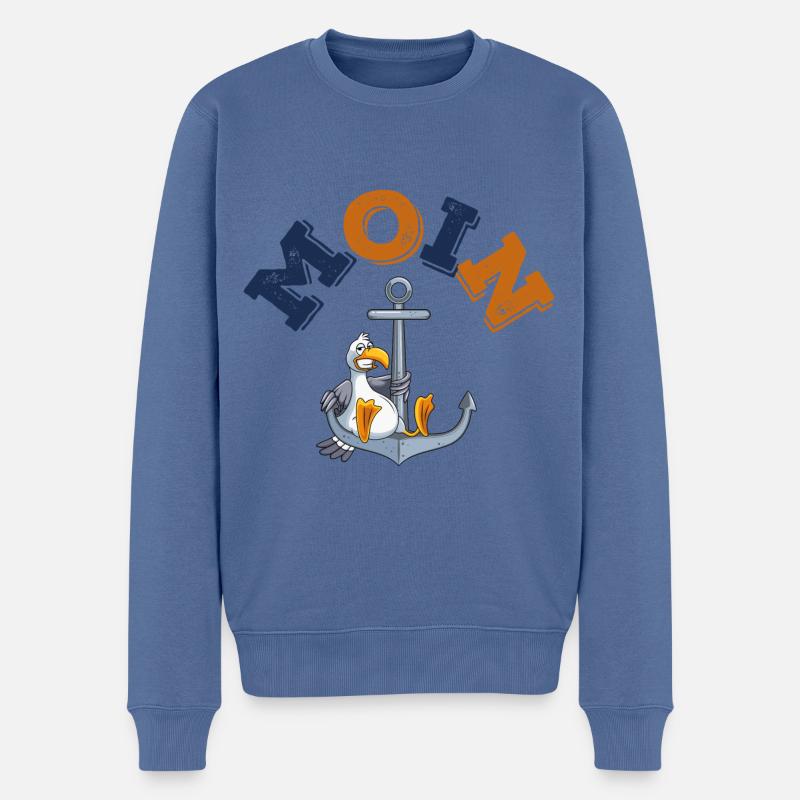 anker möwe moin comic - Männer Premium Bio Pullover - Taubenblau