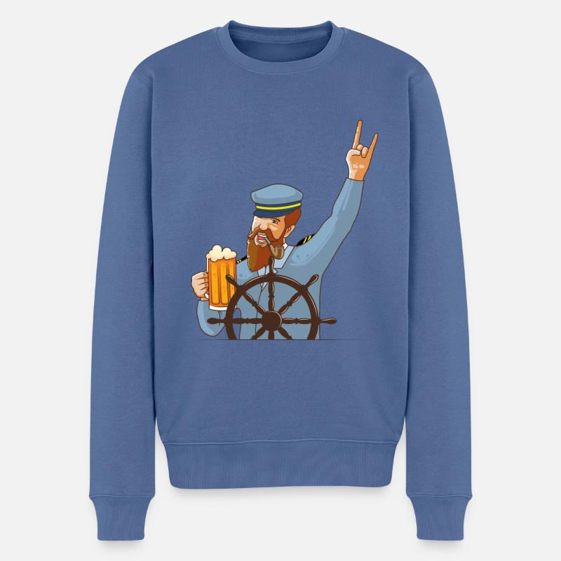 bière comique capitaine marin - Pull Premium bio Homme - bleu pigeon