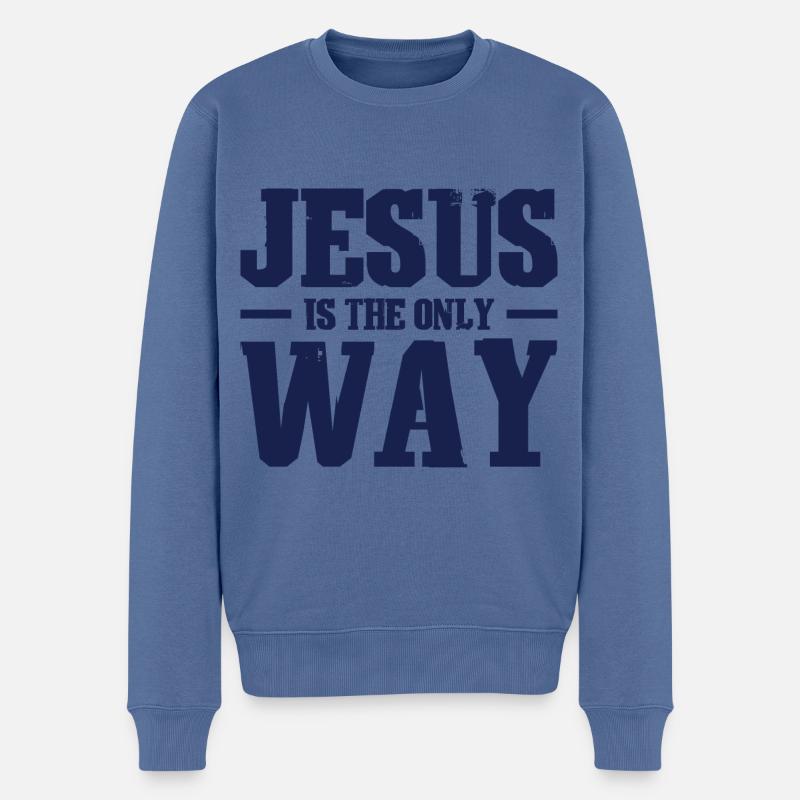 Jesus Christus Glaube - Männer Premium Bio Pullover - Taubenblau