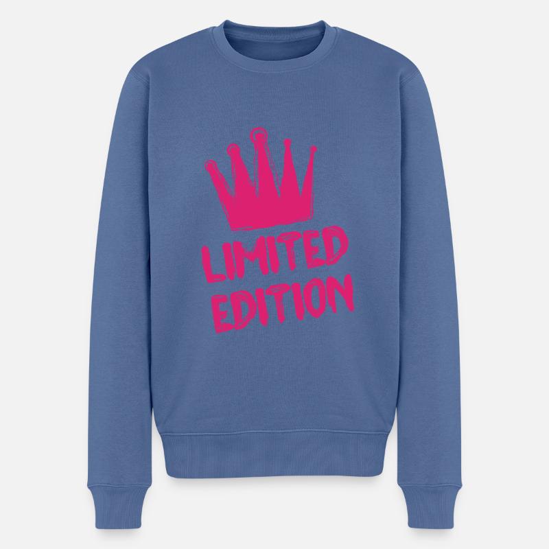 Limited Edition Krone Pink - Männer Premium Bio Pullover - Taubenblau