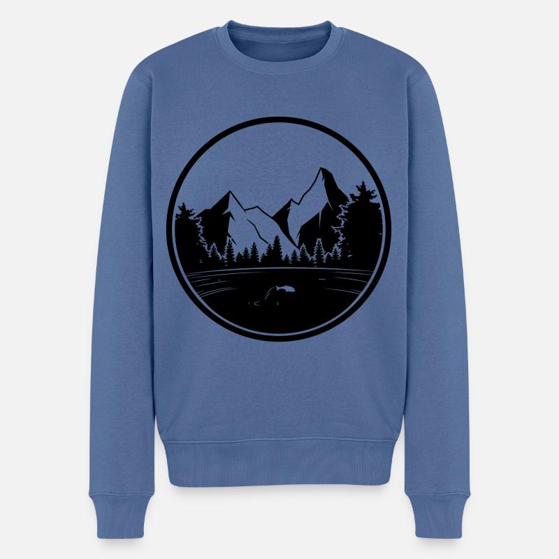 montagnes nature logo forêt - Pull Premium bio Homme - bleu pigeon