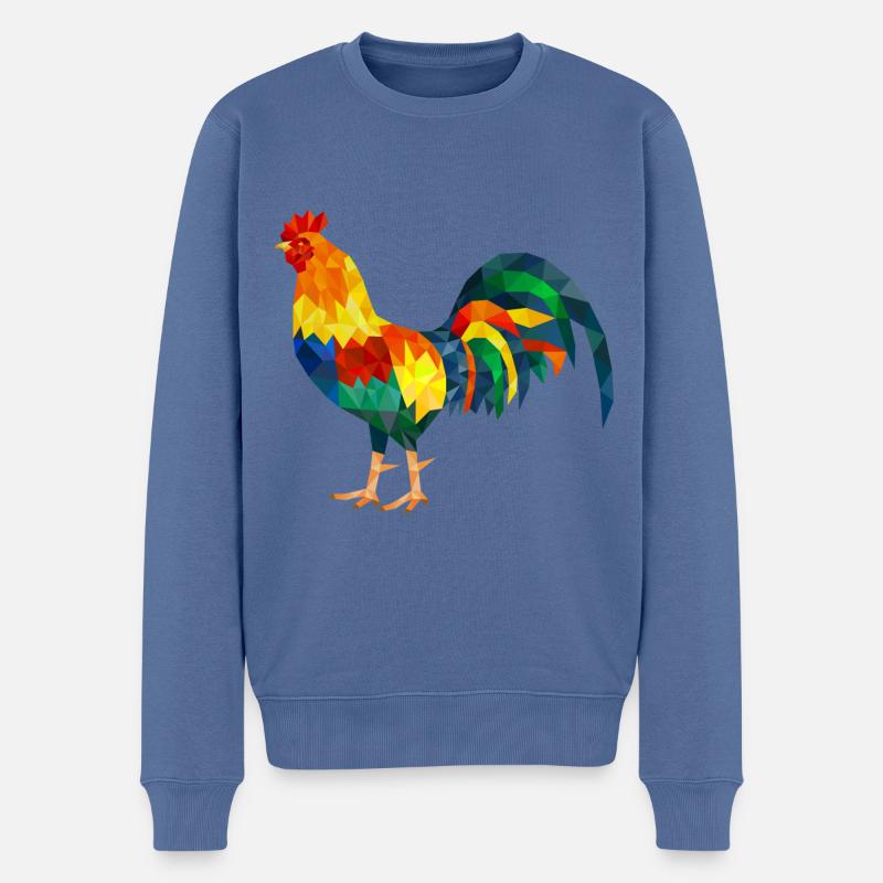 hane polygon farverig kylling gockel - Økologisk premium-sweatshirt til mænd - dueblå