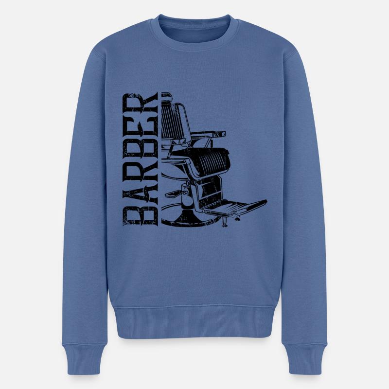 barber chaise fauteuil coiffeur - Pull Premium bio Homme - bleu pigeon
