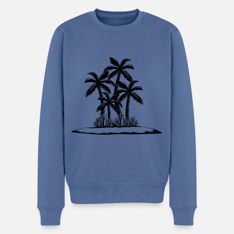 palmen insel meer symbol - Männer Premium Bio Pullover - Taubenblau