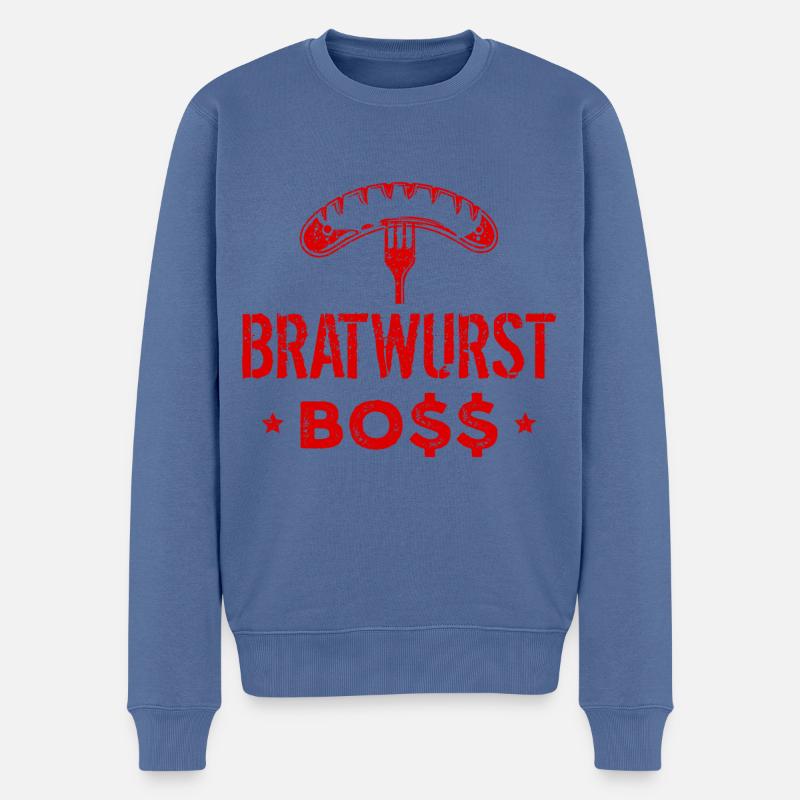 Bratwurst Boss Chefkoch - Männer Premium Bio Pullover - Taubenblau