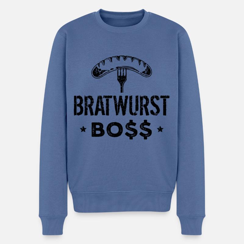 Bratwurst Boss Chefkoch - Männer Premium Bio Pullover - Taubenblau