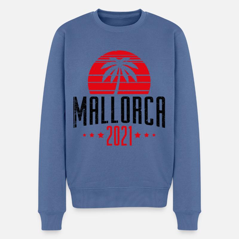 Mallorca 2021 Palme - Männer Premium Bio Pullover - Taubenblau