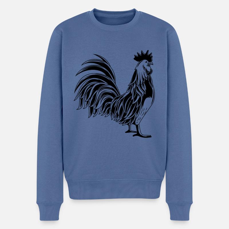 Hahn Gockel Tier - Männer Premium Bio Pullover - Taubenblau