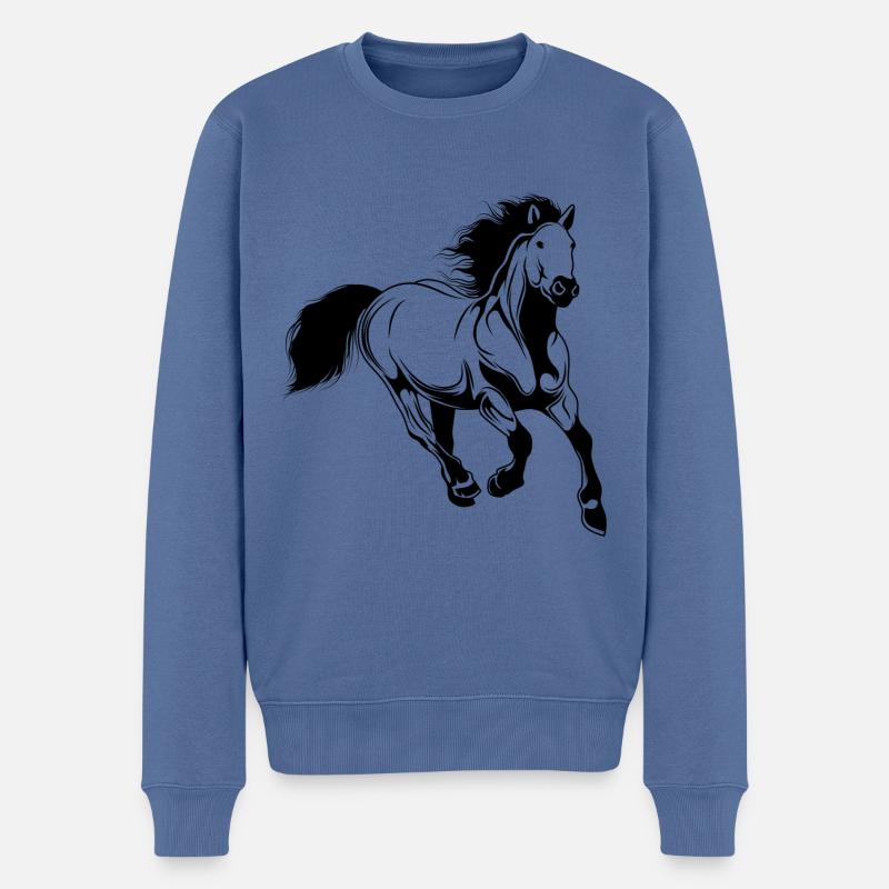 pferd reiten tier - Männer Premium Bio Pullover - Taubenblau