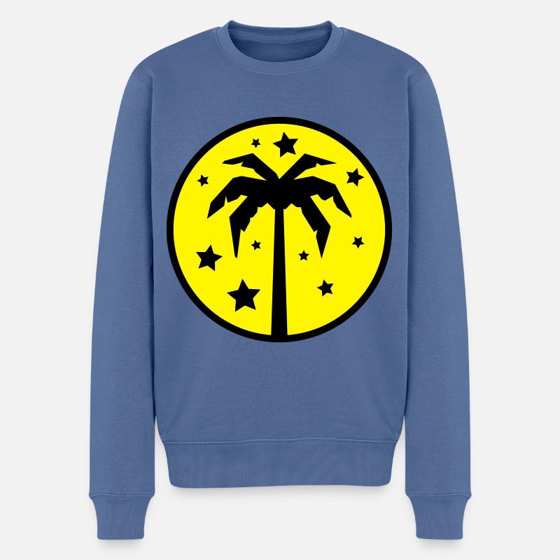 Palm Tree Beach - Männer Premium Bio Pullover - Taubenblau