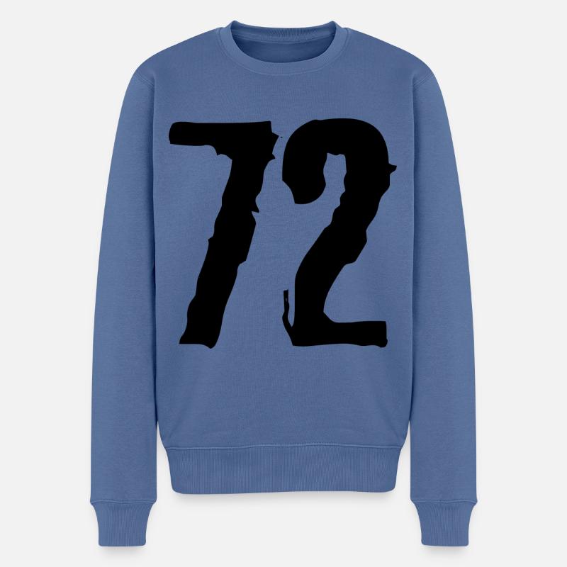 72 Zahl Trikot - Männer Premium Bio Pullover - Taubenblau