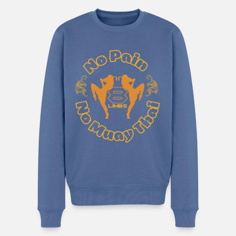Muay Thai Gold - Männer Premium Bio Pullover - Taubenblau