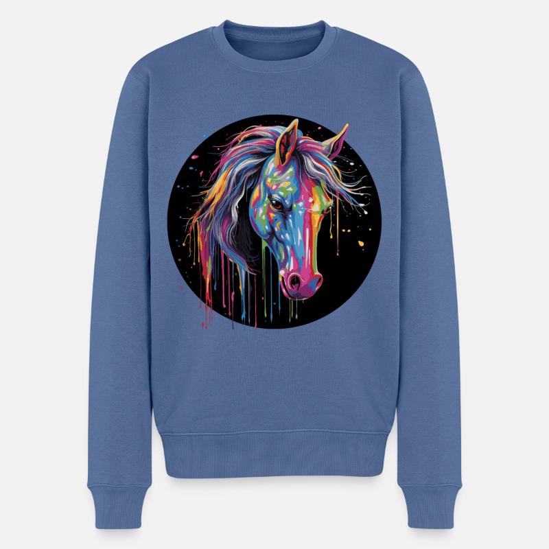 Pferdeliebe - Männer Premium Bio Pullover - Taubenblau