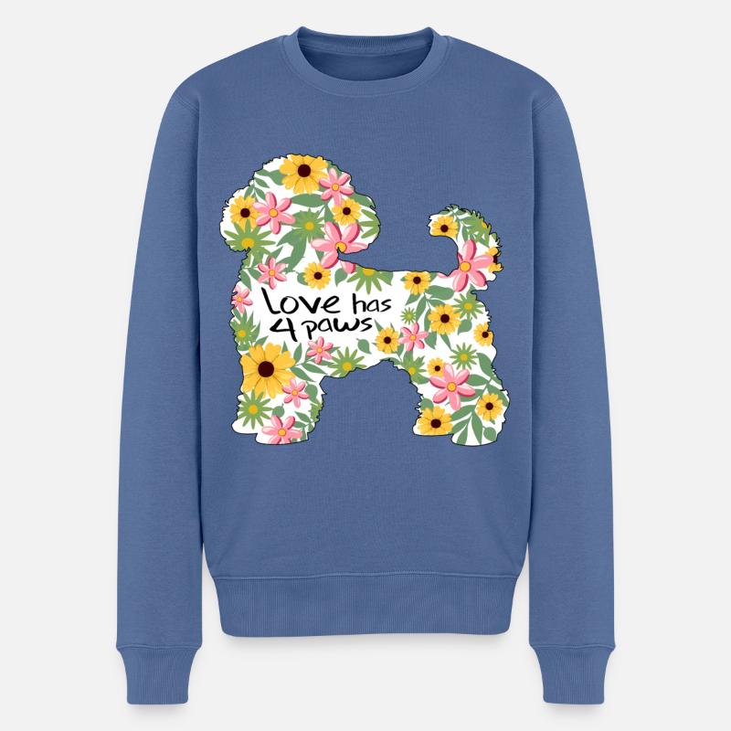 Bichon frisé Design - Pull Premium bio Homme - bleu pigeon