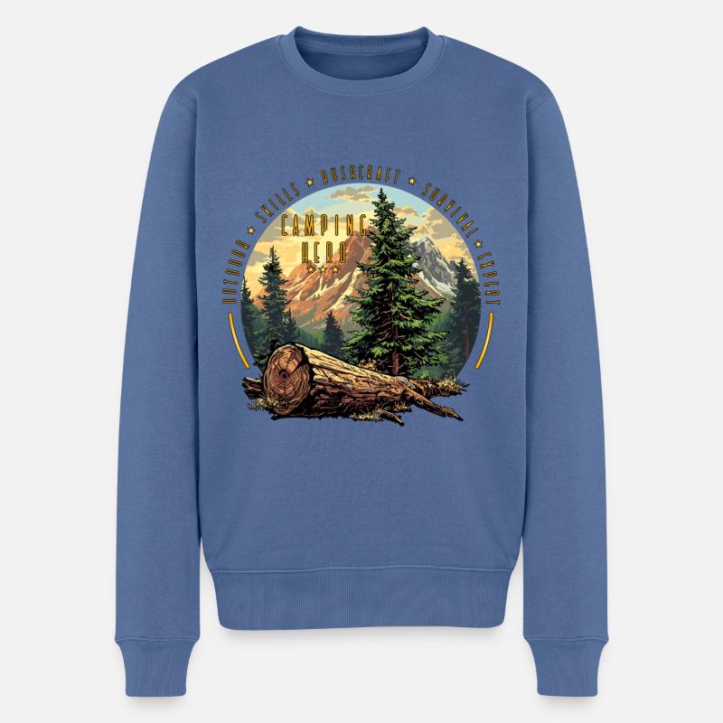 Camping hero bushcraft survival - Männer Premium Bio Pullover - Taubenblau