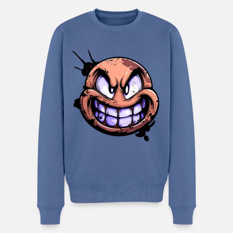 Grimmig Gesicht mit Zähne - Männer Premium Bio Pullover - Taubenblau