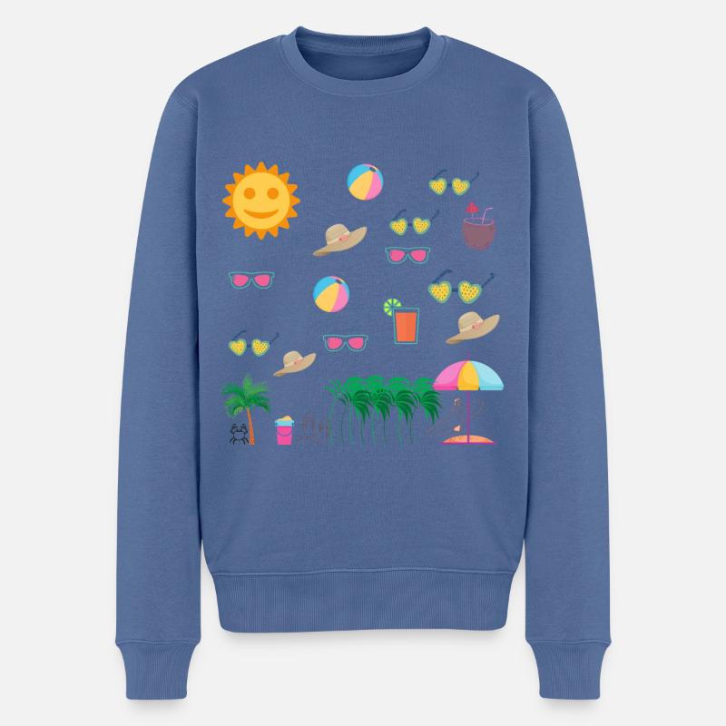 SOMMERURLAUB - Männer Premium Bio Pullover - Taubenblau