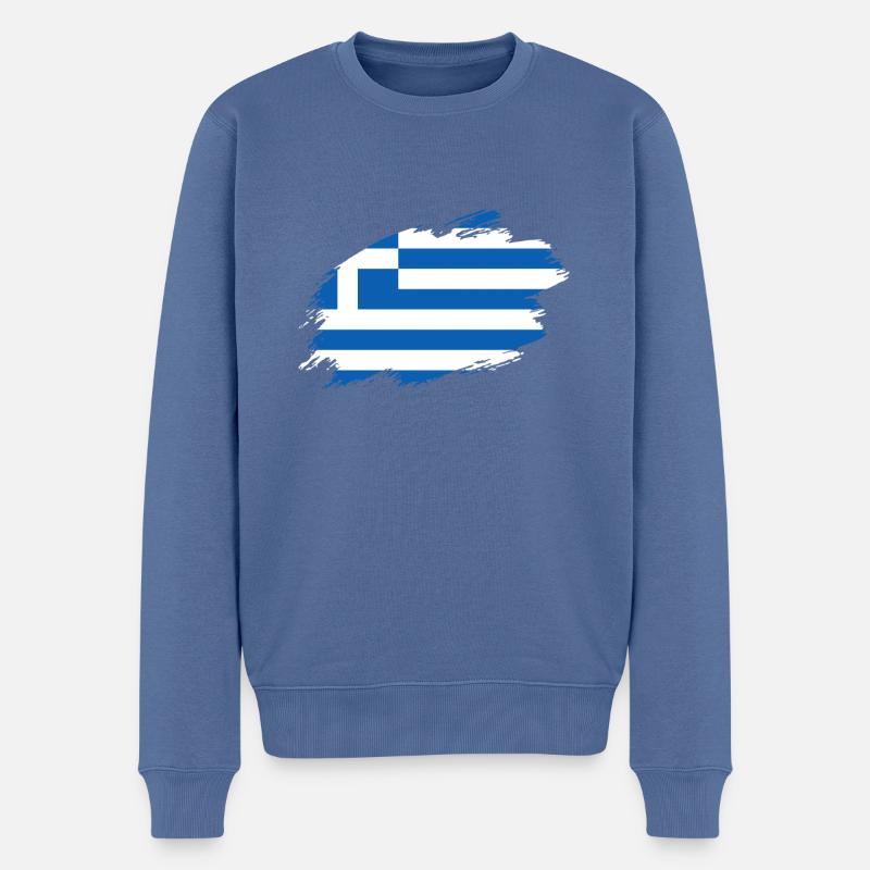 Drapeau grec - Pull Premium bio Homme - bleu pigeon