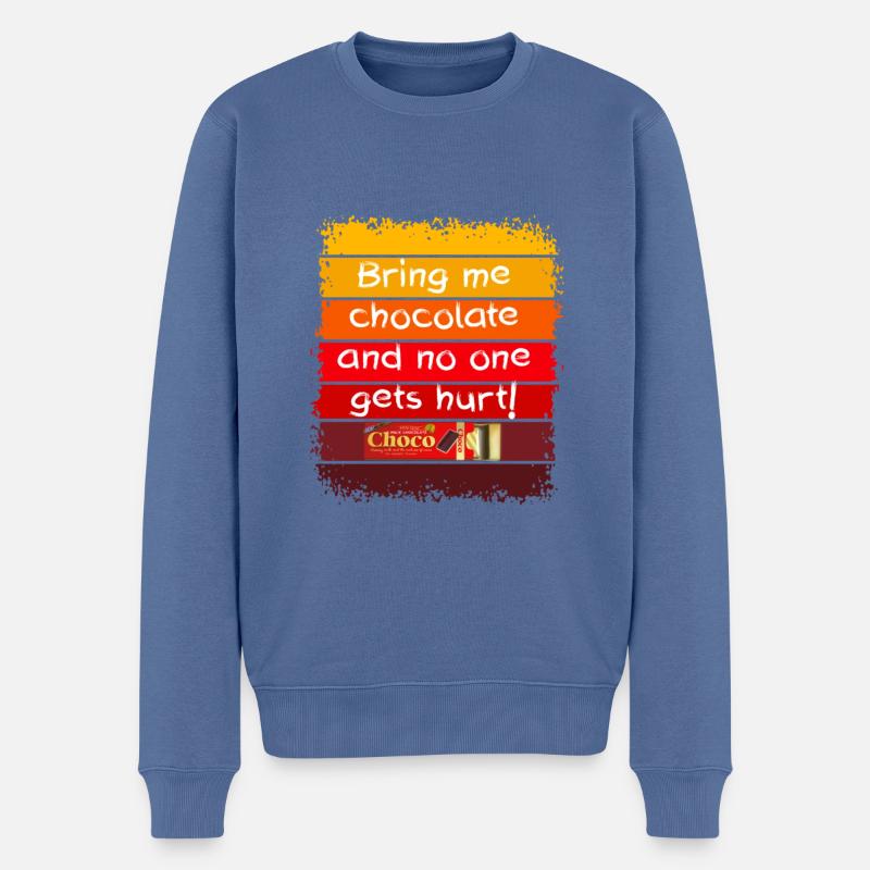 Bring mir Schokolade - Männer Premium Bio Pullover - Taubenblau