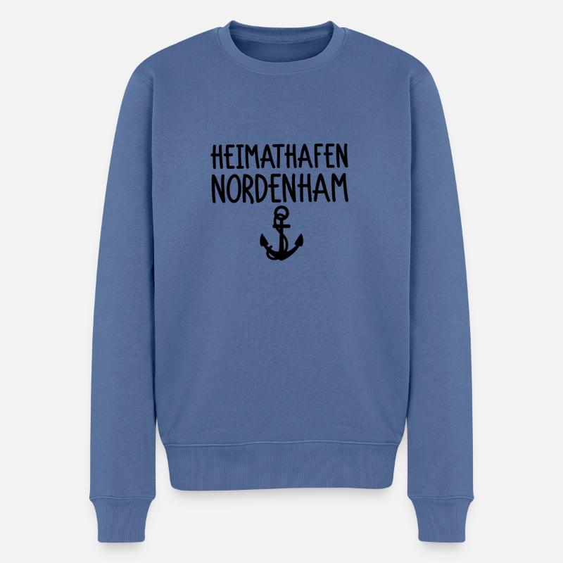 Heimathafen Nordenham - Männer Premium Bio Pullover - Taubenblau
