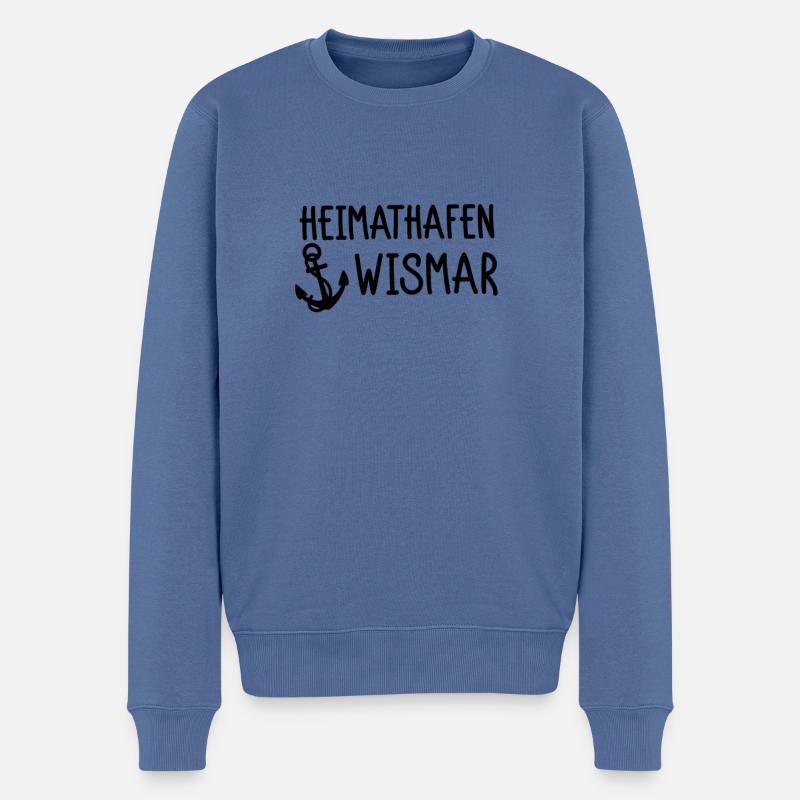 Heimathafen Wismar - Männer Premium Bio Pullover - Taubenblau