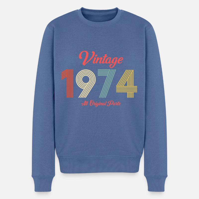 1974 - Männer Premium Bio Pullover - Taubenblau