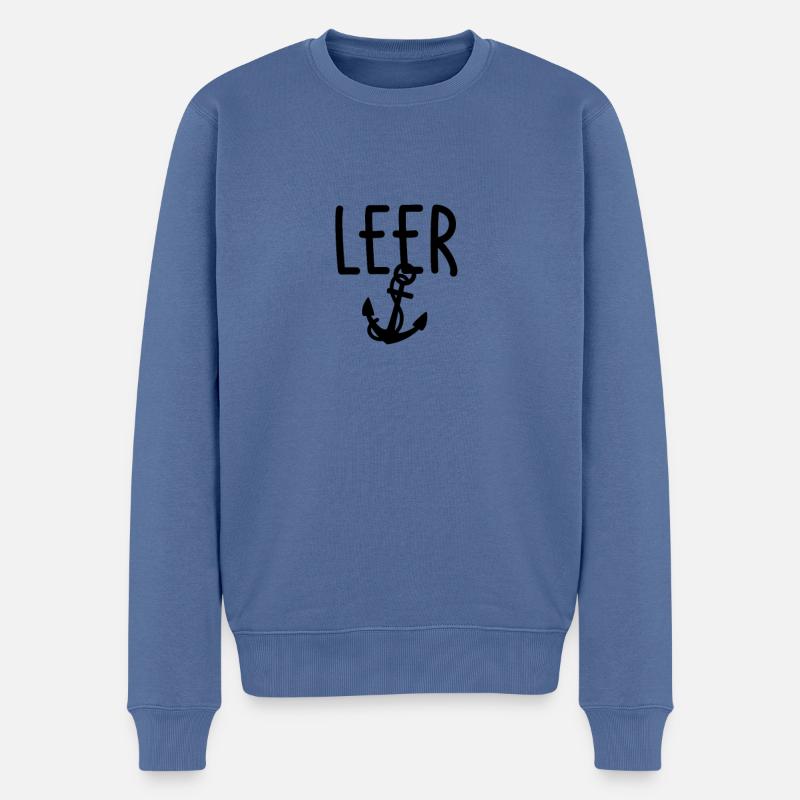 Leer - Männer Premium Bio Pullover - Taubenblau