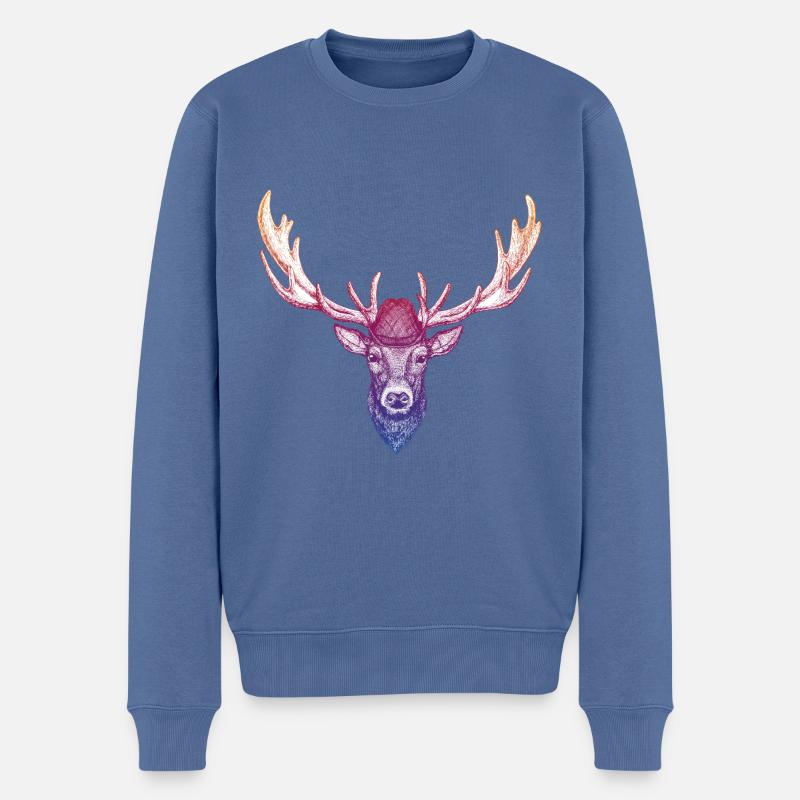 Platz-Hirsch - Männer Premium Bio Pullover - Taubenblau