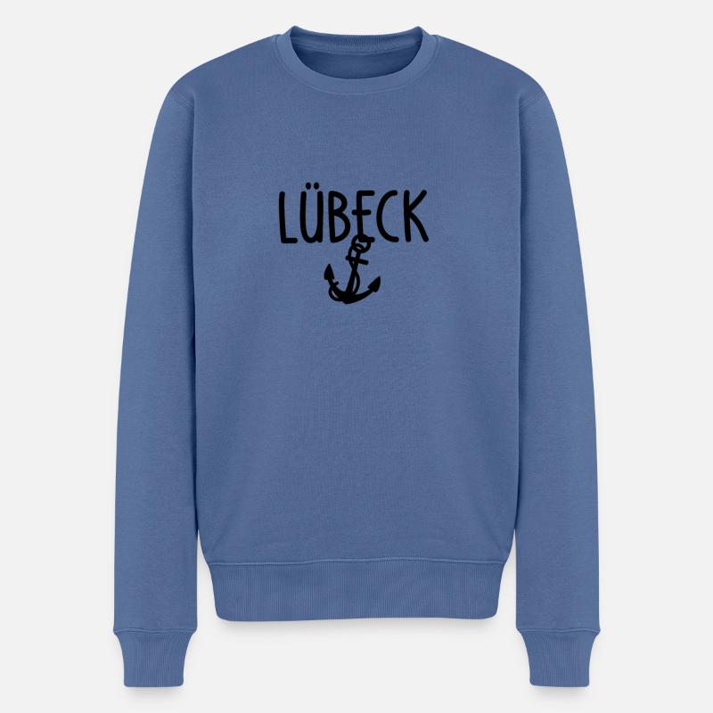 Lübeck - Männer Premium Bio Pullover - Taubenblau