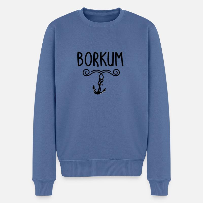 Borkum - Pull Premium bio Homme - bleu pigeon