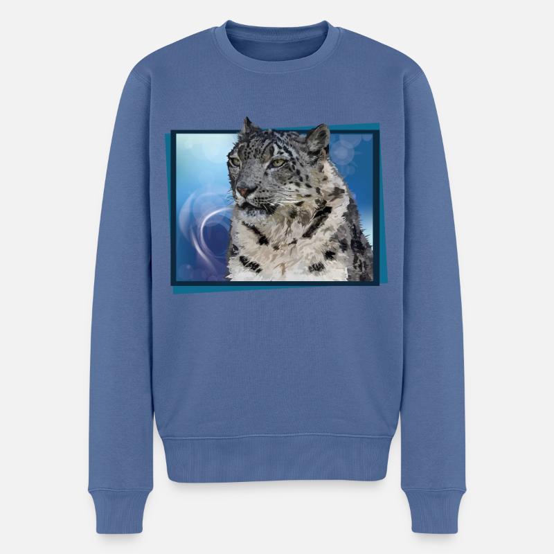 Schneeleopard - Männer Premium Bio Pullover - Taubenblau