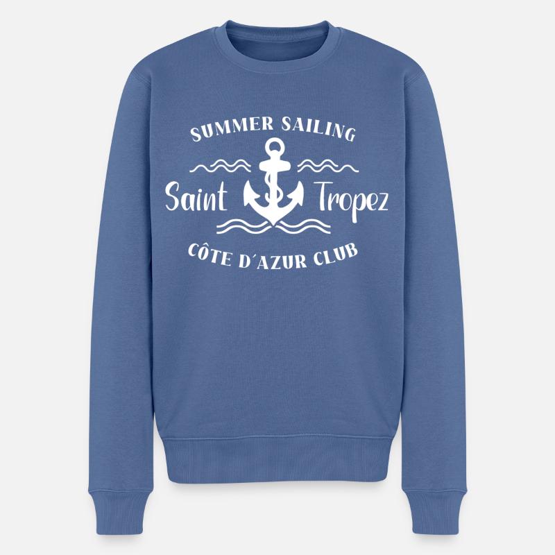 Saint Tropez Summer Sailing Club - Männer Premium Bio Pullover - Taubenblau