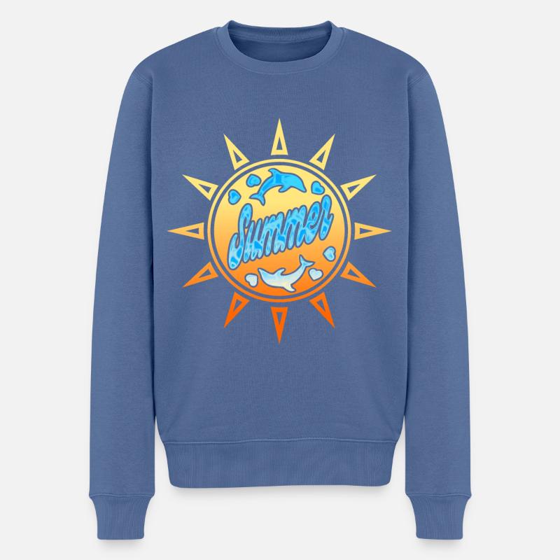 ÉTÉ - Pull Premium bio Homme - bleu pigeon