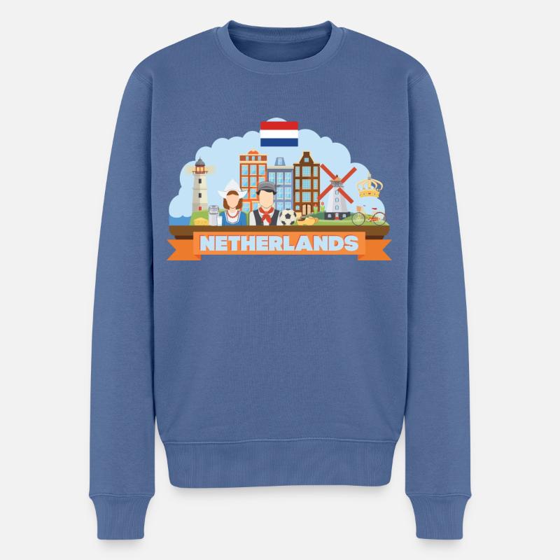 Niederlande Reise-Flat-Komposition - Männer Premium Bio Pullover - Taubenblau