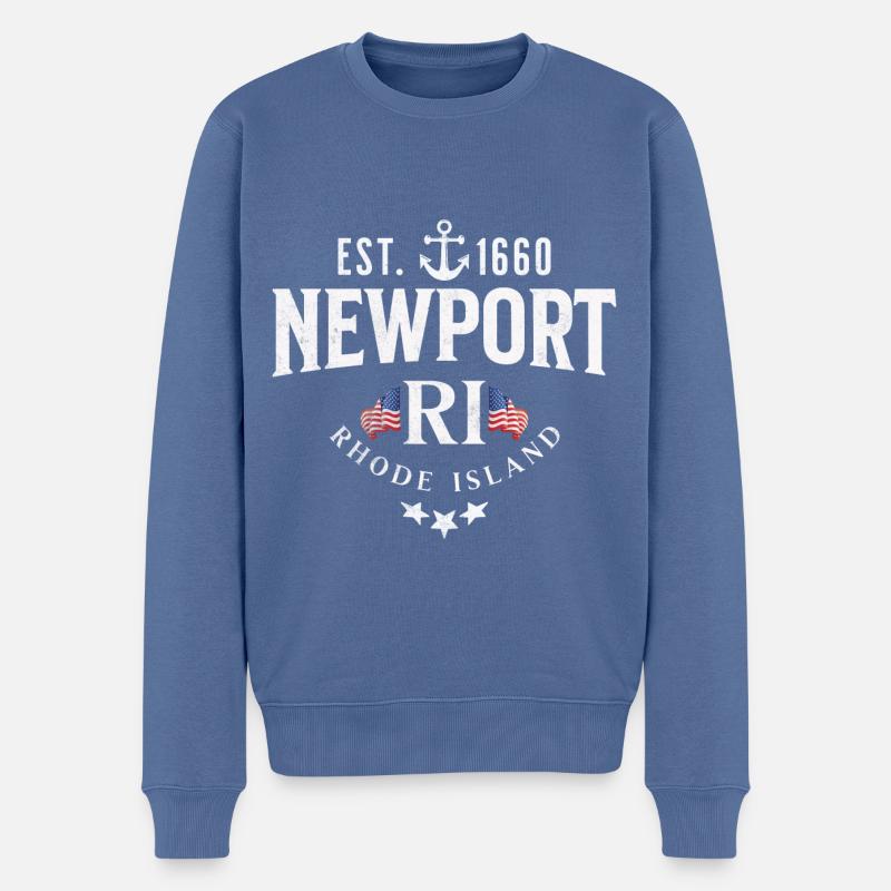 Newport, Rhode Island - Männer Premium Bio Pullover - Taubenblau