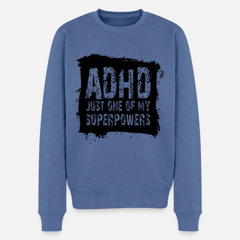ADHS - Männer Premium Bio Pullover - Taubenblau