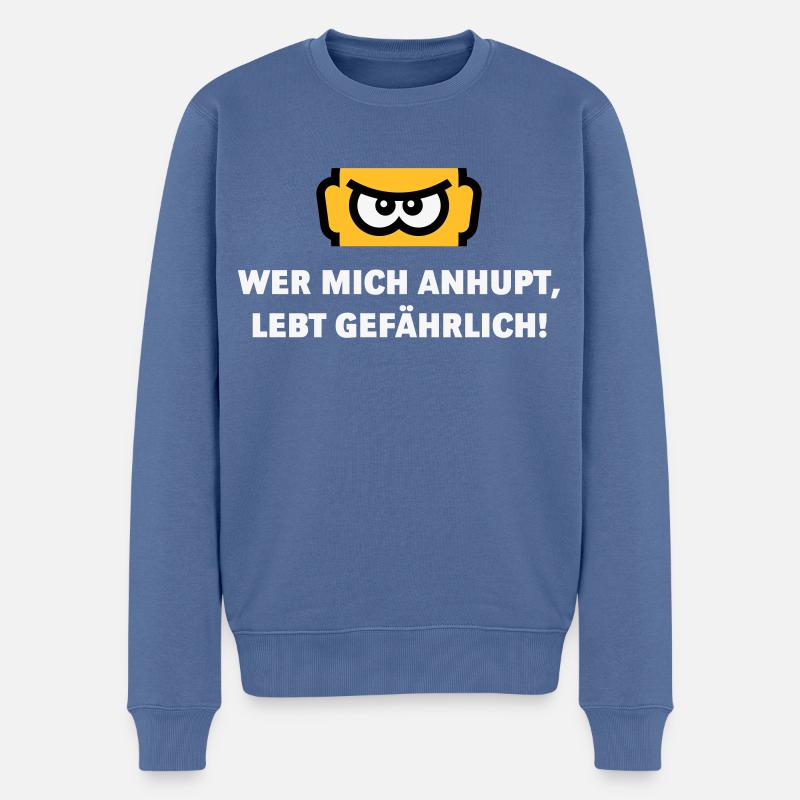 Wer Mich Anhupt, Lebt Gefährlich! (Auto / NEG 3C) - Männer Premium Bio Pullover - Taubenblau