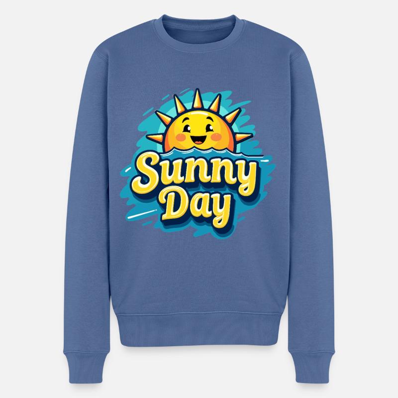 Sunny Day Sonne S - Männer Premium Bio Pullover - Taubenblau