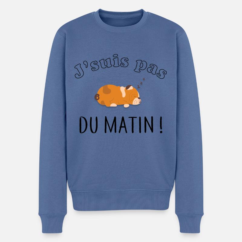 J'suis pas du matin - Pull Premium bio Homme - bleu pigeon