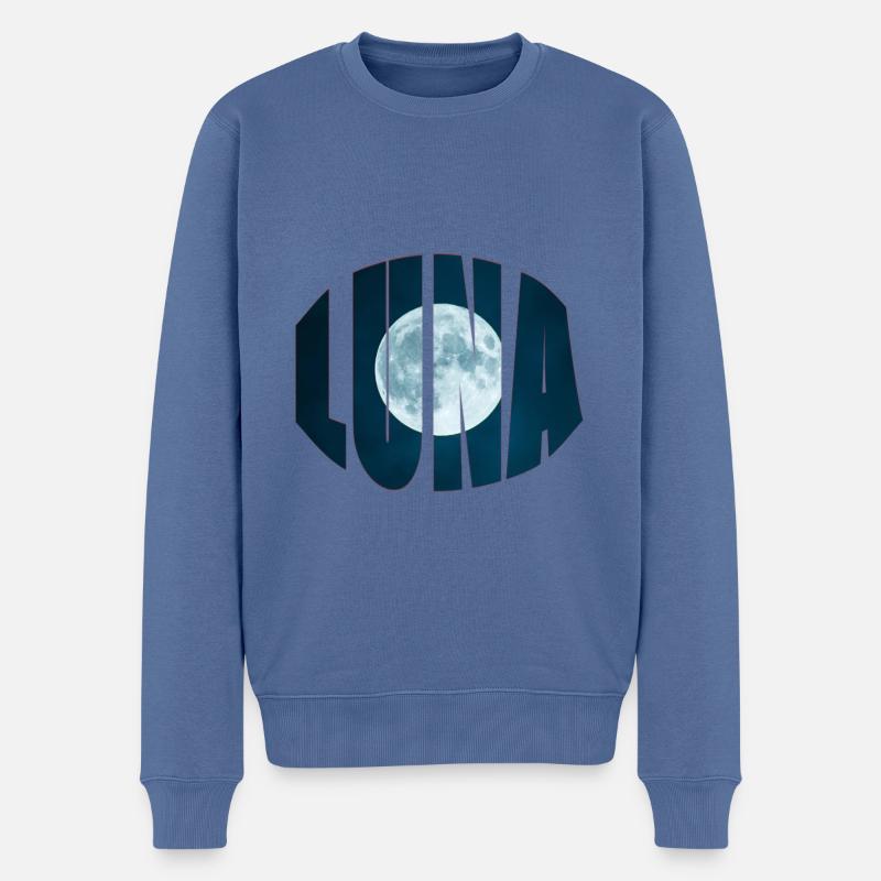 luna - Männer Premium Bio Pullover - Taubenblau
