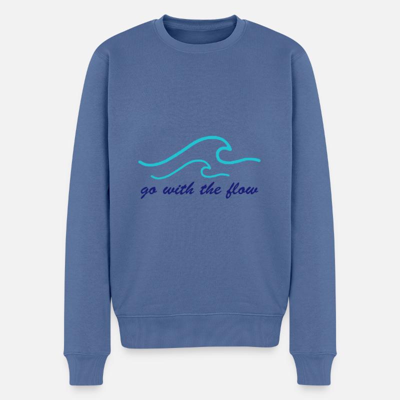 go with the flow "WELLE" - Männer Premium Bio Pullover - Taubenblau
