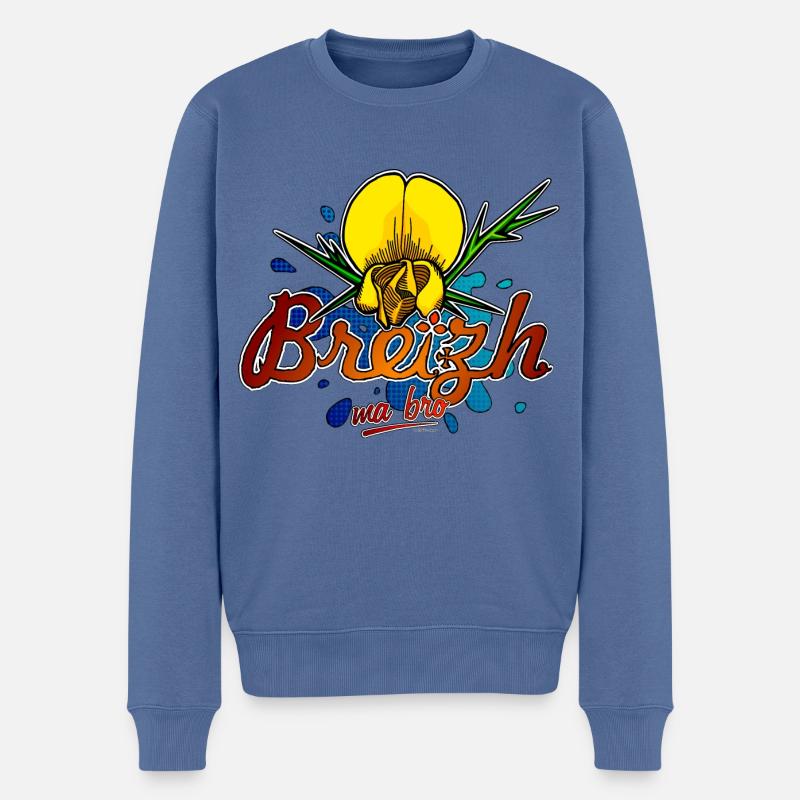 Ajonc de Bretagne - Pull Premium bio Homme - bleu pigeon