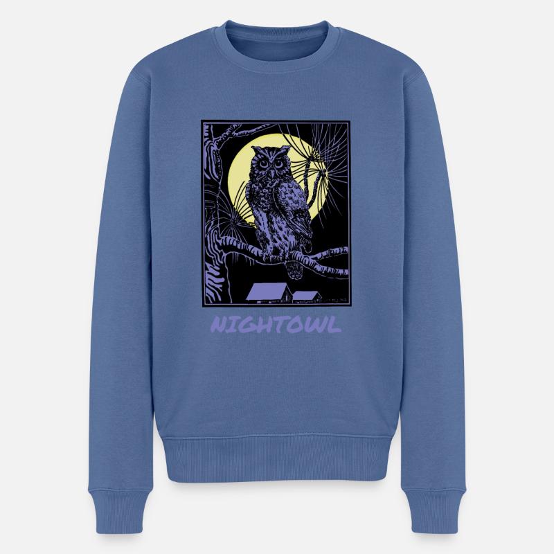 Nightowl Nachteule - Männer Premium Bio Pullover - Taubenblau