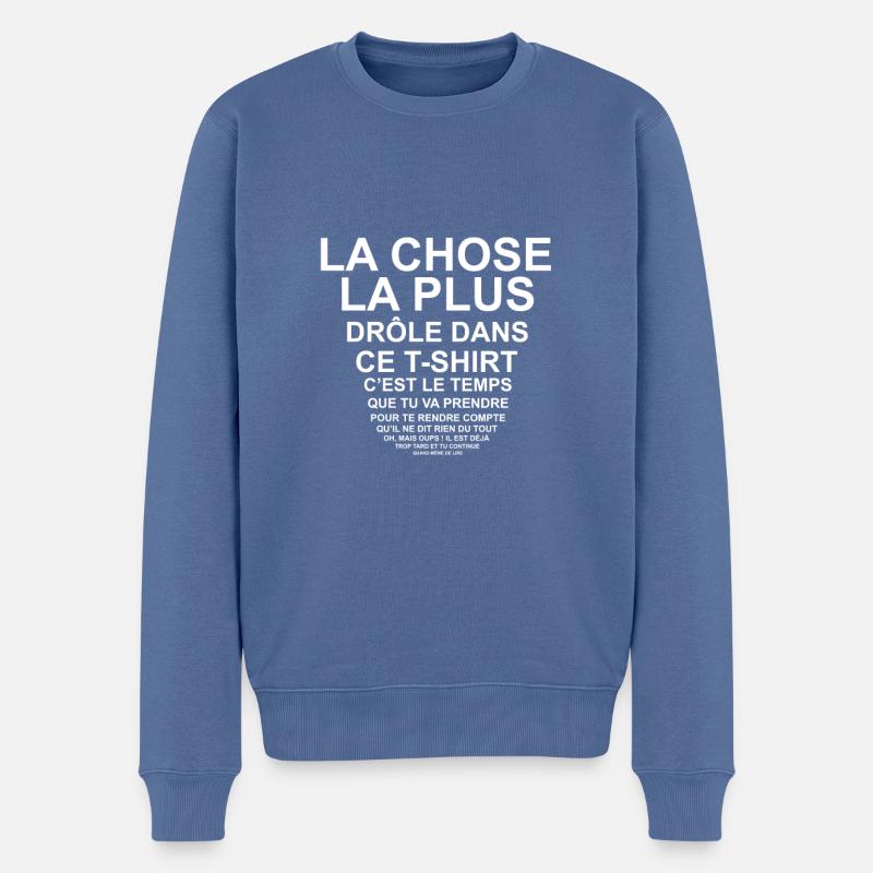 T-shirt drôle texte trop petit lecture difficile - Pull Premium bio Homme - bleu pigeon