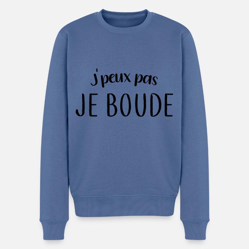 Je boude - Pull Premium bio Homme - bleu pigeon
