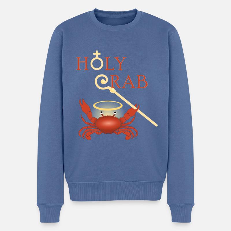 Witzige heilige Krabbe: Holy crab - Männer Premium Bio Pullover - Taubenblau