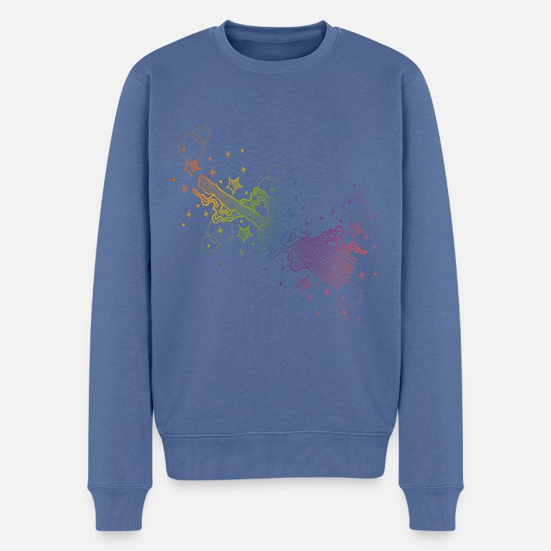 Glow Magic Broom - Männer Premium Bio Pullover - Taubenblau